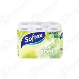 SOFTEX ΡΟΛΟ ΥΓΕΙΑΣ PURE&amp;SOFT 2ΦΥΛΛΟ 10+2 ΔΩΡΟ 744gr Σ8