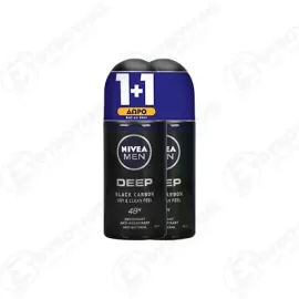 NIVEA ROLL-ON MEN DEEP BLACK CARBON DRY&amp;CLEAN FEEL 50ml 1+1ΔΩΡΟ Σ6