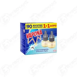 VAPONA ΥΓΡΟ ΑΝΤΑΛΑΚΤΙΚΟ 90ΝΥΧΤΕΣ 18ml 1+1ΔΩΡΟ Σ12